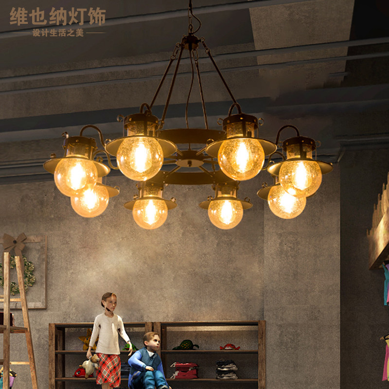 美式复古餐厅客厅创意个性饭店餐馆包厢火锅店铁艺工业风玻璃吊灯,家装灯饰光源,餐厅吊灯,淘宝优惠券,粉丝福利购,淘宝优惠卷