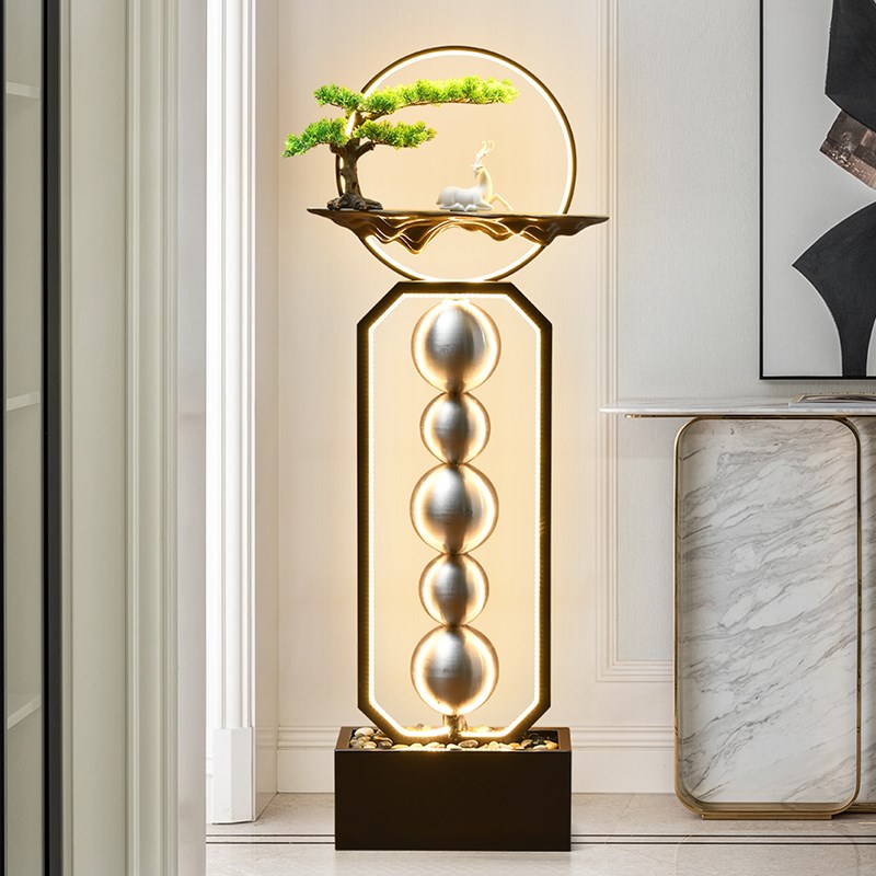 轻奢风简约现代大型落地客厅家居装E饰循环水流水摆件公司乔迁礼