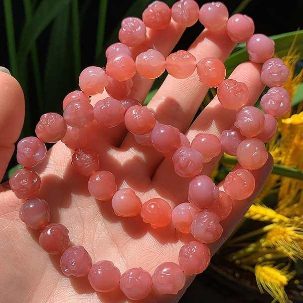 粉盐源佛头单圈手链 手串 简约时尚 甜美秀气款生日礼物 节日礼品