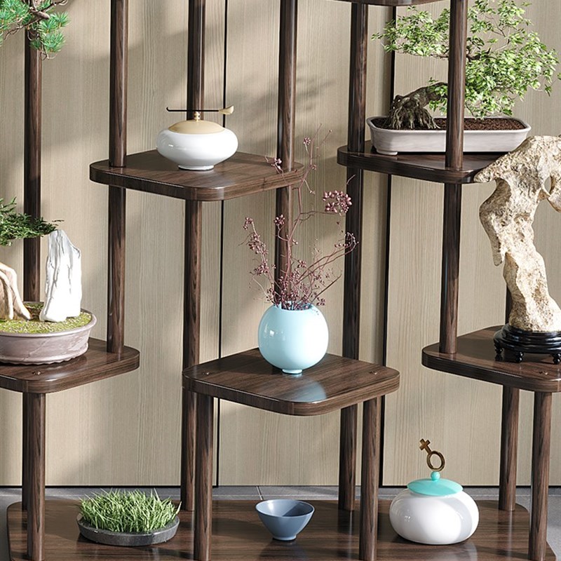 博古架实木新中式多宝阁茶叶架展示柜摆件柜茶室茶具茶柜置物架子