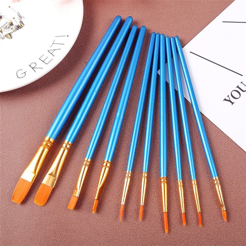 数字油画专用笔丙烯颜料画笔尼龙笔绘画勾线笔排笔优质10支套装笔,文具电教/文化用品/商务用品,水粉/水彩/油画专用笔,淘宝优惠券,粉丝福利购,淘宝优惠卷
