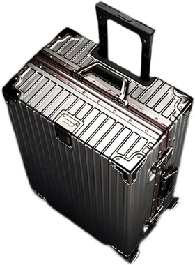 深灰色拉杆行李箱结实耐用24男28大容量铝框加厚超U大直角密码旅