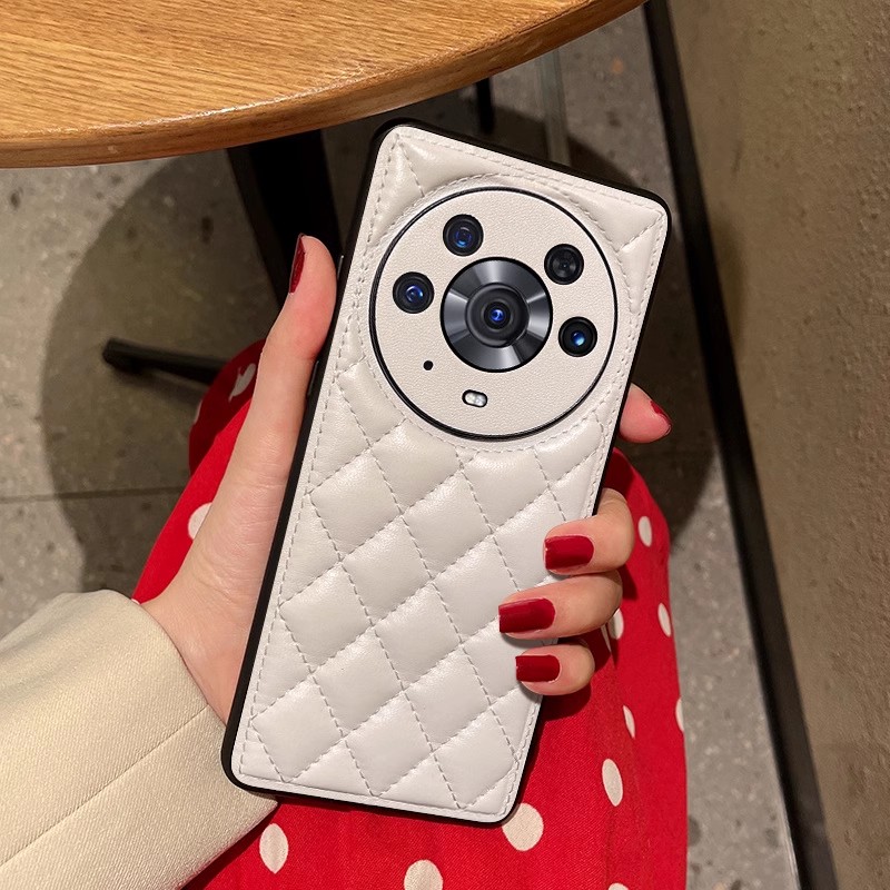 适用于荣耀magic3pro手机壳小香风菱形格子魔术3pro保护皮套ELZ-AN10超薄防摔软壳高档大牌时尚潮女壳高级感