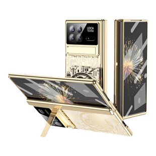 适用于 Mix FOLD3手机壳电镀透明机械传奇小米fold2一体支架前盖钢化玻璃贴膜xiao mix fold3超薄全包保护套