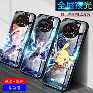 适用于华为荣耀x30手机壳夜光软ANY一AN00钢化玻璃发光保护套x3o