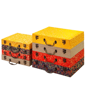 加工定制手工书画礼品包装锦盒360度全绫包装书法国画册页专用礼盒手提送礼包装画盒工艺美术品摆件盒子定做