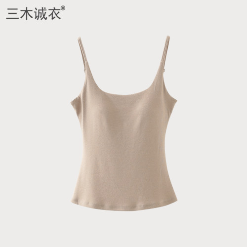 腈纶发热保暖带胸垫女士吊带内衣