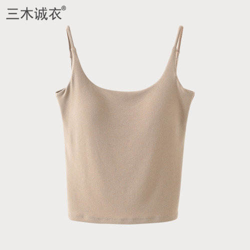 腈纶发热固定杯带胸垫保暖女吊带