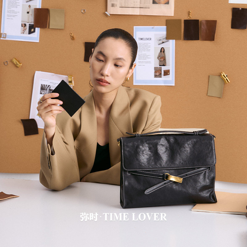 Timelover弥时植鞣牛皮步履轻盈公文包单肩斜挎包大容量通勤包女