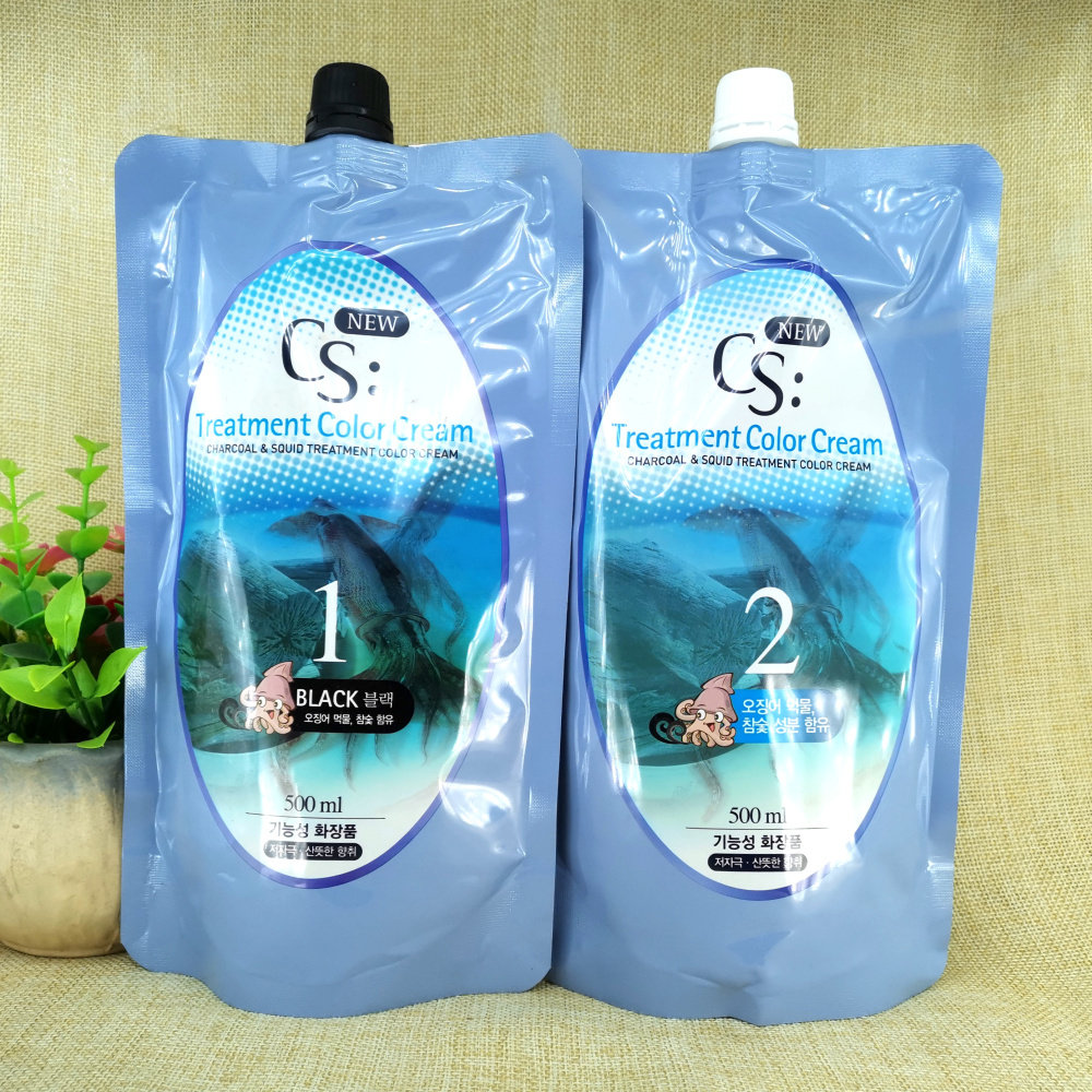 韩国所望CS天然墨鱼汁遮盖白发染发剂膏变黑色低刺激不伤发500ml