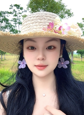 海边旅游度假紫色花朵耳环耳饰耳钉耳坠耳夹2026春夏新款女饰品潮