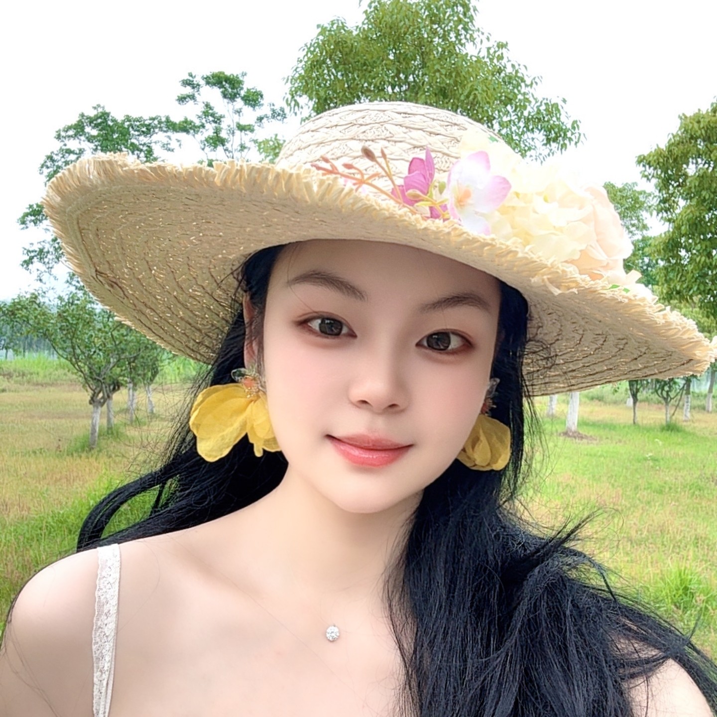 黄色布艺花朵耳环旅游度假夸张耳饰耳钉耳坠耳夹2025春夏新款女潮