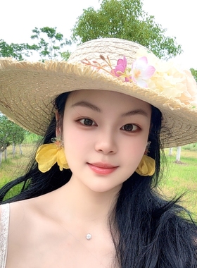黄色布艺花朵耳环旅游度假夸张耳饰耳钉耳坠耳夹2025春夏新款女潮