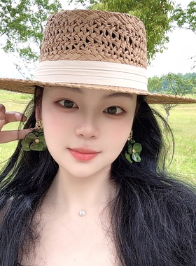 海边旅游度假绿色花朵耳环耳饰耳钉耳夹耳坠2026春夏新款女饰品潮