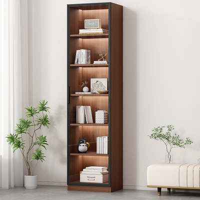 防尘书柜家用收纳展示柜带玻璃门实木落地书架客厅收纳柜组合