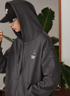 HavenYard 风帽设计帽衫宽松休闲450g重磅廓形拉链连帽卫衣boxy