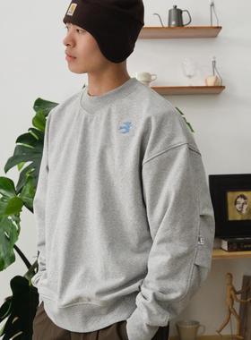 HavenYard 复古V领秋冬毛巾绣简约短宽Boxy套头卫衣