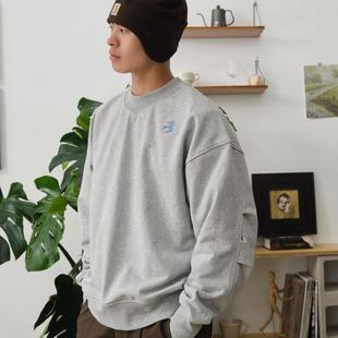 HavenYard 复古V领秋冬毛巾绣简约短宽Boxy套头卫衣