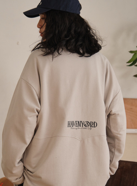 HavenYard 小毛圈可调节袖口弧形剪裁刺绣日系重磅长袖TEE卫衣