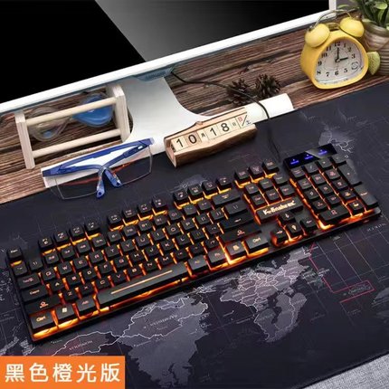 双飞蛇机械手感键盘鼠标套装有线台式电脑笔记游戏电竞打字专用US