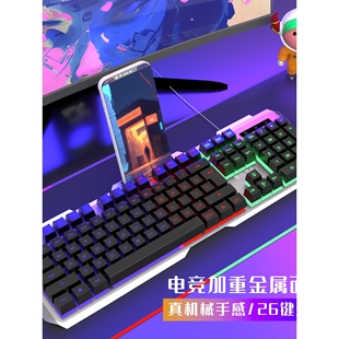 机械手感游戏台式 双飞蛇键盘鼠标套装 笔记通用电脑有线键鼠USB发