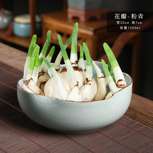 水仙花盆专用水培哥窑大口径创意花瓣陶瓷家用客厅水养绿植摆件