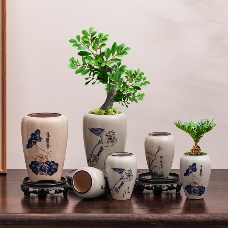 复古中式小叶紫檀花盆