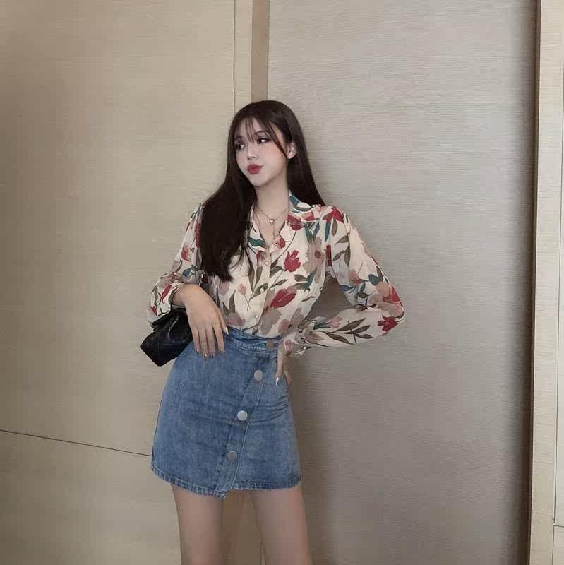 春秋季女士小众雪纺衬衫气质印花复古港味chic衬衣碎花设计感上衣|ruв категории Женская одежда, рубашка - от Buy2taobao.com для оказания профессиональной услуги покупки агента Taobao