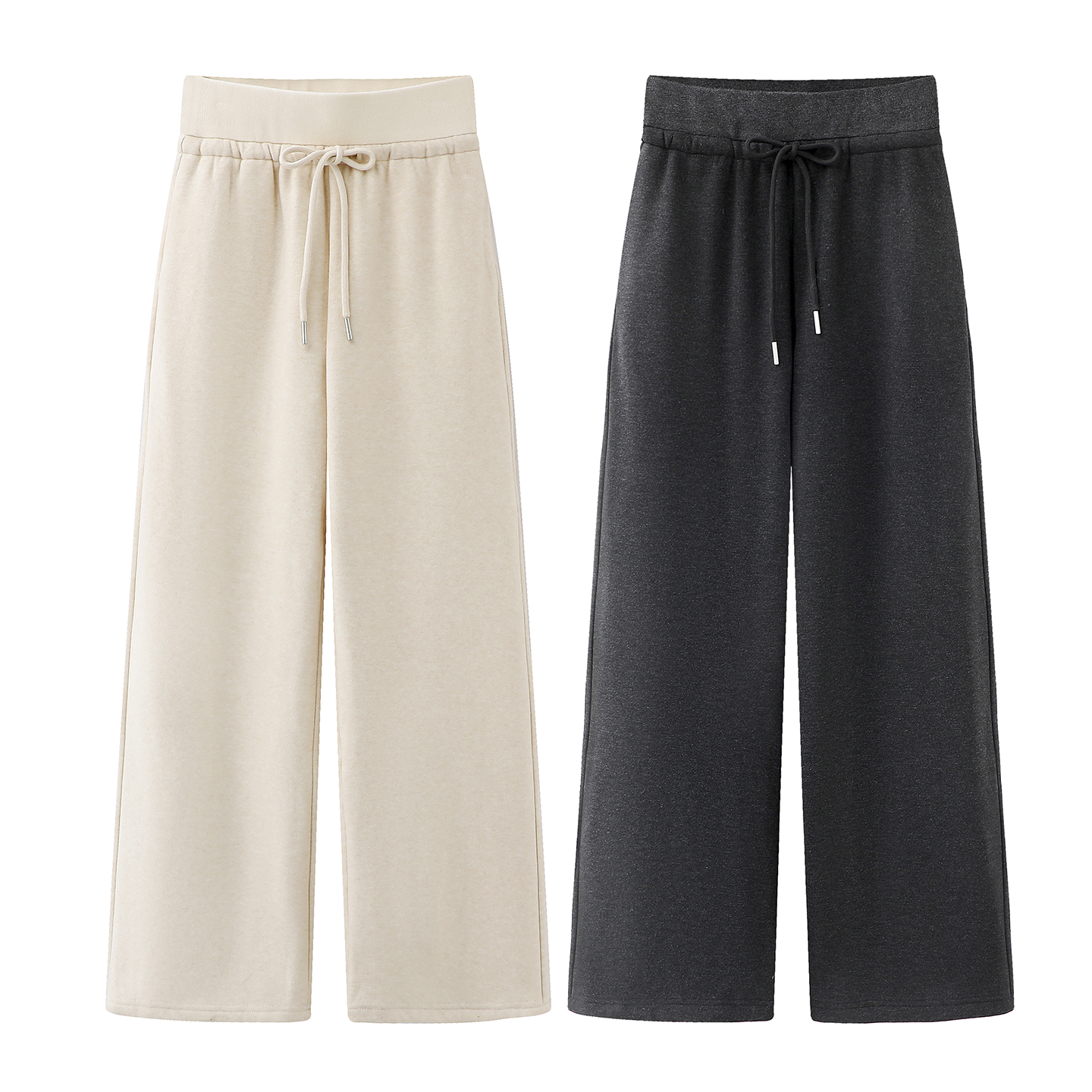 2025秋冬季新款加绒蚂蚁腰休闲运动直筒裤女高腰垂感拖地阔腿长裤