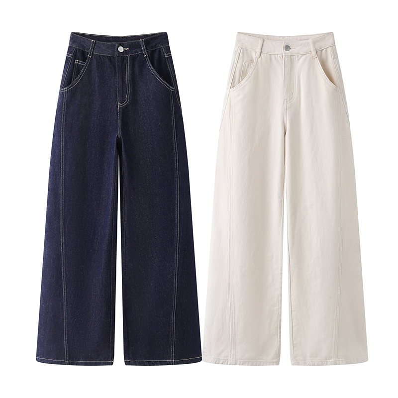 复古气质宽松阔腿显瘦牛仔裤