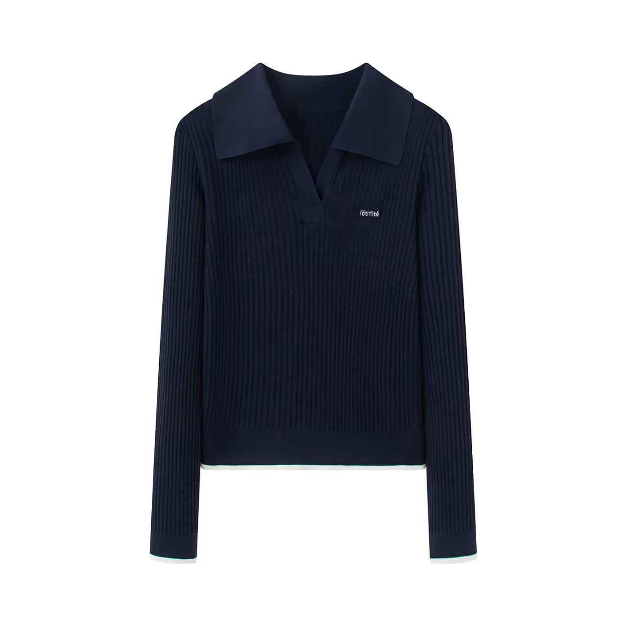 小艾！2026春季新款百搭复古polo领针织衫女气质翻领长袖套头衫,女装/女士精品,毛针织衫,淘宝优惠券,粉丝福利购,淘宝优惠卷