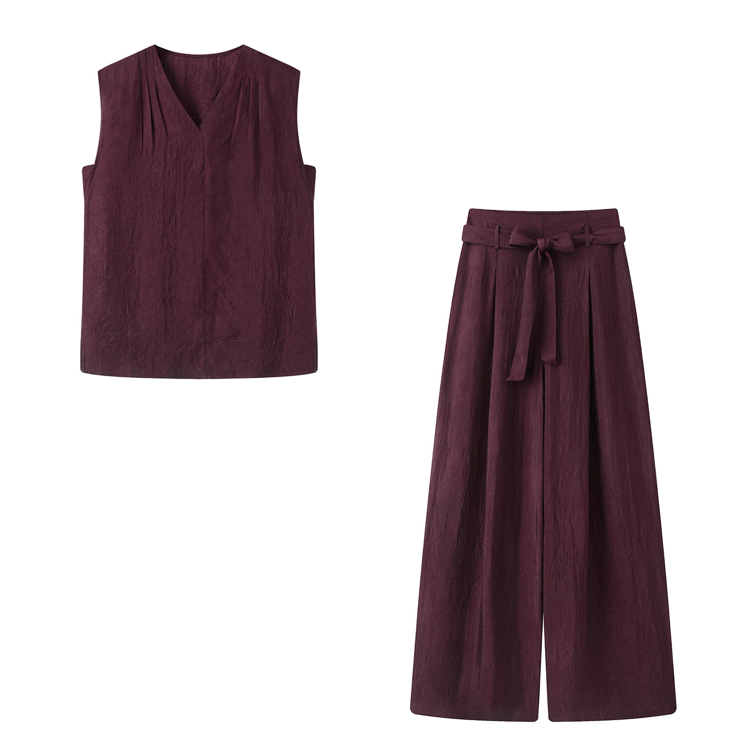 小艾！小个子V领白色无袖薄款醋酸衬衫高腰系带阔腿休闲裤两件套,女装/女士精品,时尚套装,淘宝优惠券,粉丝福利购,淘宝优惠卷