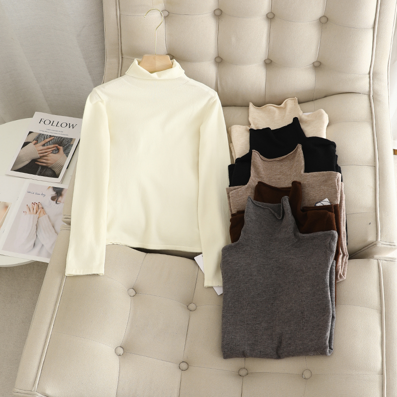 针织套头半高领打底衫