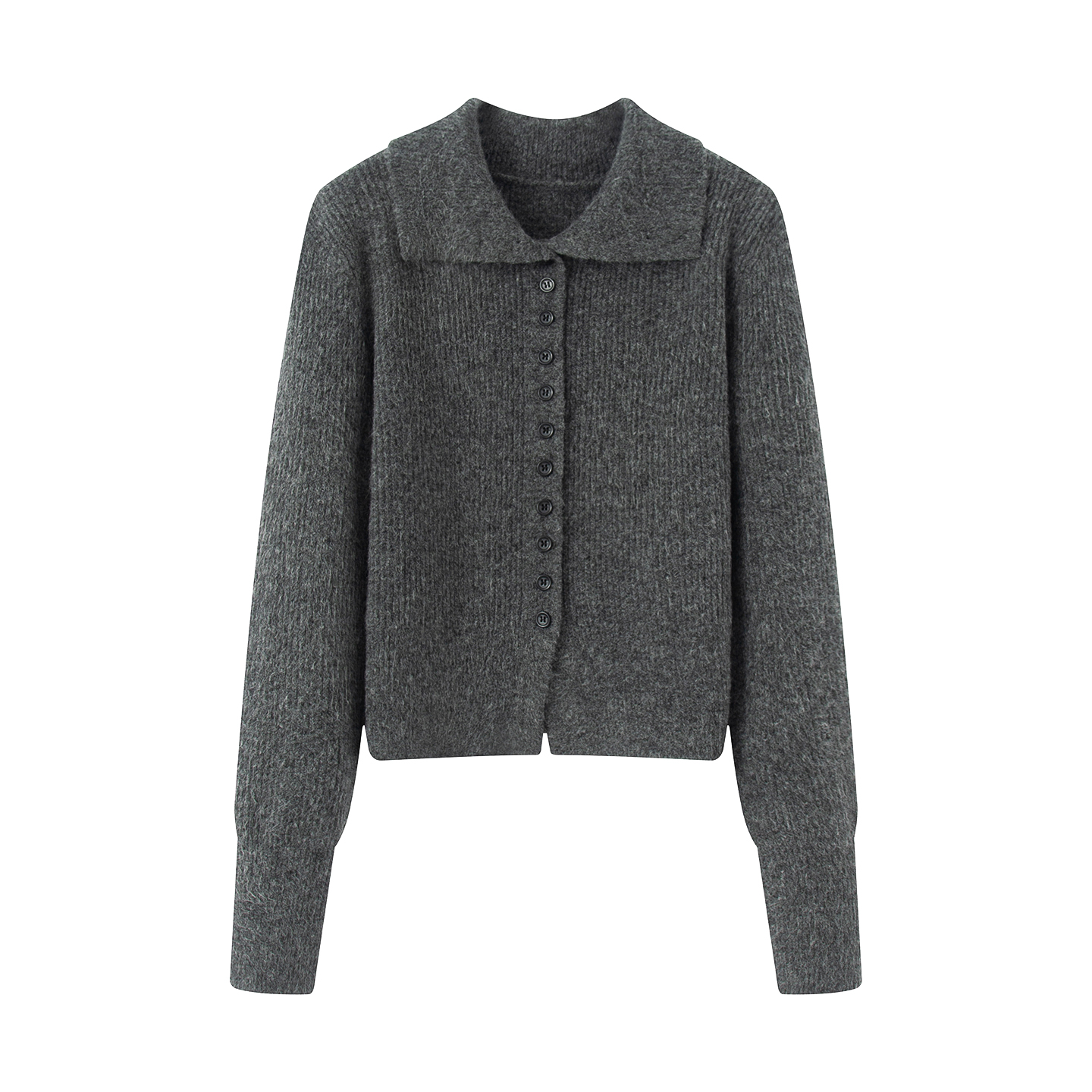 袖系！灰色针织开衫2025冬新款女装多穿领气质百搭显瘦设计感毛衣