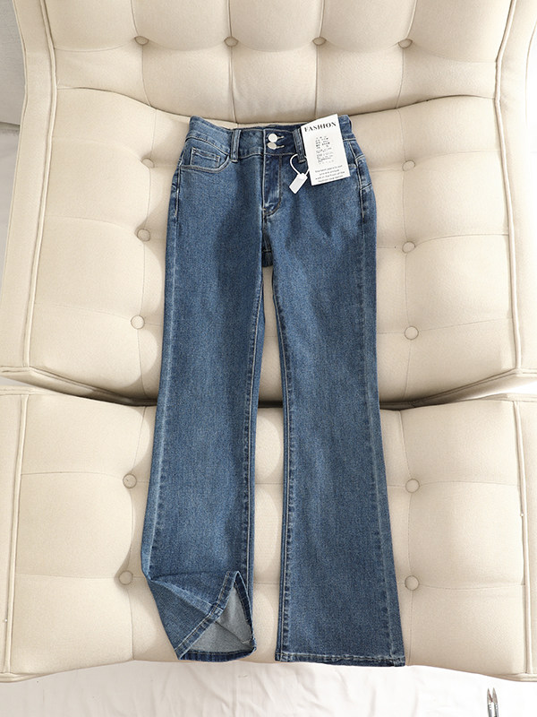 巨显腿长！2022秋款高腰弹力显瘦微喇裤小直筒休闲百搭牛仔长裤女,女装/女士精品,牛仔裤,淘宝优惠券,粉丝福利购,淘宝优惠卷