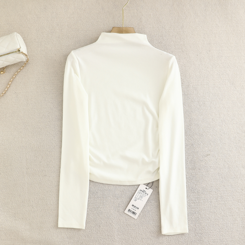 檬系！半高领打底衫女2025秋冬棉质内搭长袖t恤特别漂亮掐腰上衣