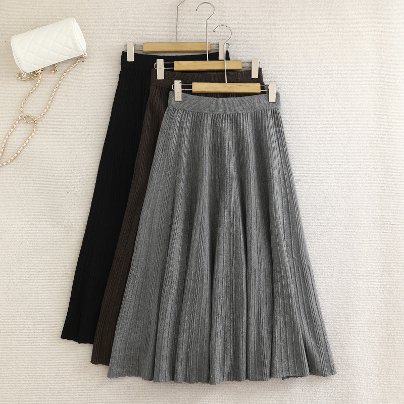 伊系！梨形身材针织半身裙女2025秋冬高腰显瘦时尚百搭休闲a字裙