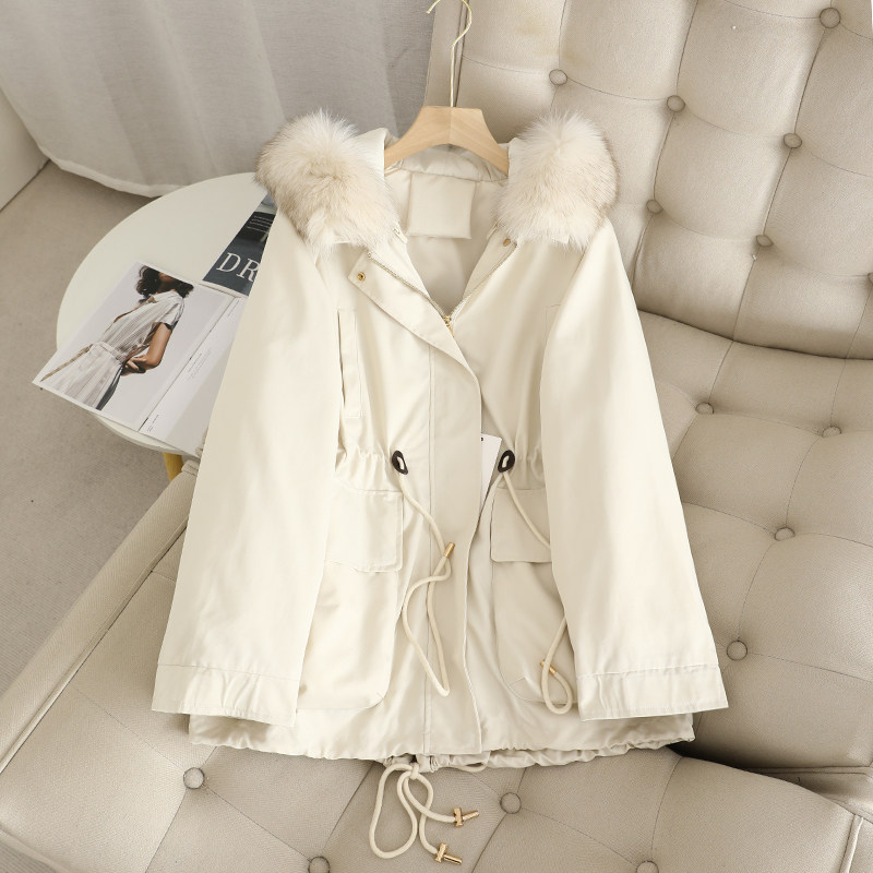 檬+可拆卸内胆！狐狸大毛领派克服女2024冬连帽收腰保暖棉衣外套,女装/女士精品,派克服,淘宝优惠券,粉丝福利购,淘宝优惠卷