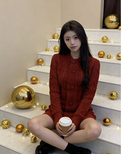 2025年新款法式气质针织连衣裙女秋冬高级感小个子内搭打底毛衣裙