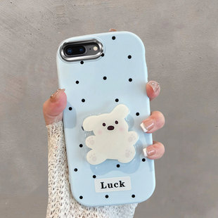 适用于苹果8plus手机壳iphone7p不包镜头a1661波点七spuls八splus小狗i8rplus带支架i7puls可爱p8蓝色软壳ip7