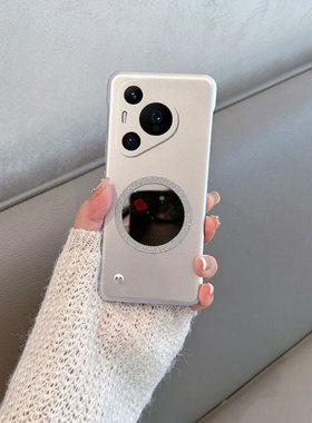 适用于华为pura70手机壳pure70pro无边框puro70ultra半包硬壳p70por十带镜子prua70p+超薄p7o加u新款女p7opro