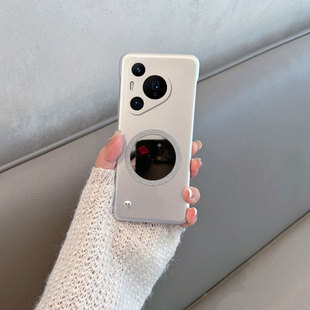 适用于华为pura70手机壳pure70pro无边框puro70ultra半包硬壳p70por十带镜子prua70p 女p7opro 超薄p7o加u新款