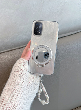 适用于oppoa93手机壳0pp0a93s5g新款女pehm00简约pfgm00带支架opa935g镜子oppa高级感0ppoa93s手绳全包防摔套