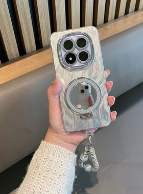 适用于红米note15手机壳redminote15pro新款女noto15pro+带镜头膜5g高级感red米十五镜子支架nont手链por小米