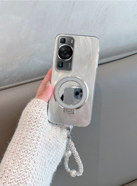 适用于华为p60手机壳p60pro新款女art简约p6o带支架p6opro镜子p六零por5g高级感ppro手绳全包防摔套荣耀p605g