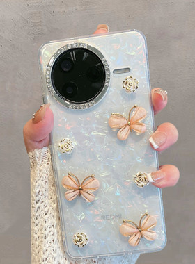 适用于红米k80手机壳小米k80pro透明24117RK2CC小清新24122RKC7C蝴蝶立体redmik80创意red米80k新款女k8o防摔