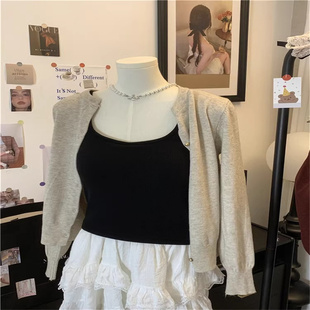 洋气磨毛显瘦百搭红色美背上衣背心女秋季细螺纹一体杯吊带可外穿