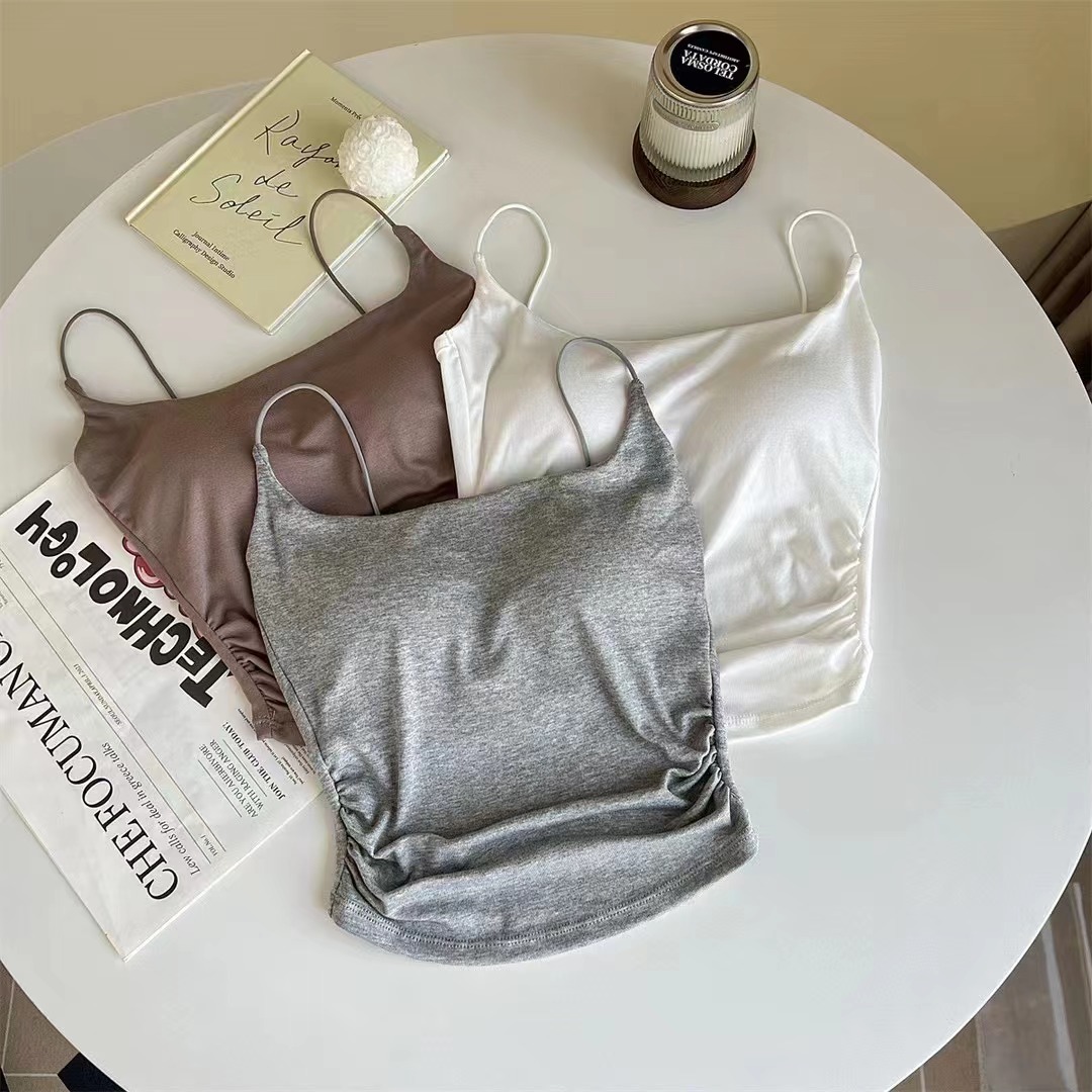 简约风吊带背心女秋冬人棉带胸垫
