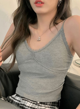 v领吊带背心女内搭夏设计感小众外穿带胸垫打底独特别致辣妹上衣