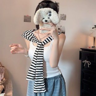 带胸垫上衣 夏季 新款 韩系甜美风纯色露背挂脖背心女修身 显瘦一体式